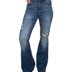 Judy Blue High Rise Contrast Wash Light Distressed Flare Jeans - Jessi Jayne Boutique