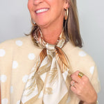 Golden Plume Feather Print Satin Scarf - Jessi Jayne Boutique