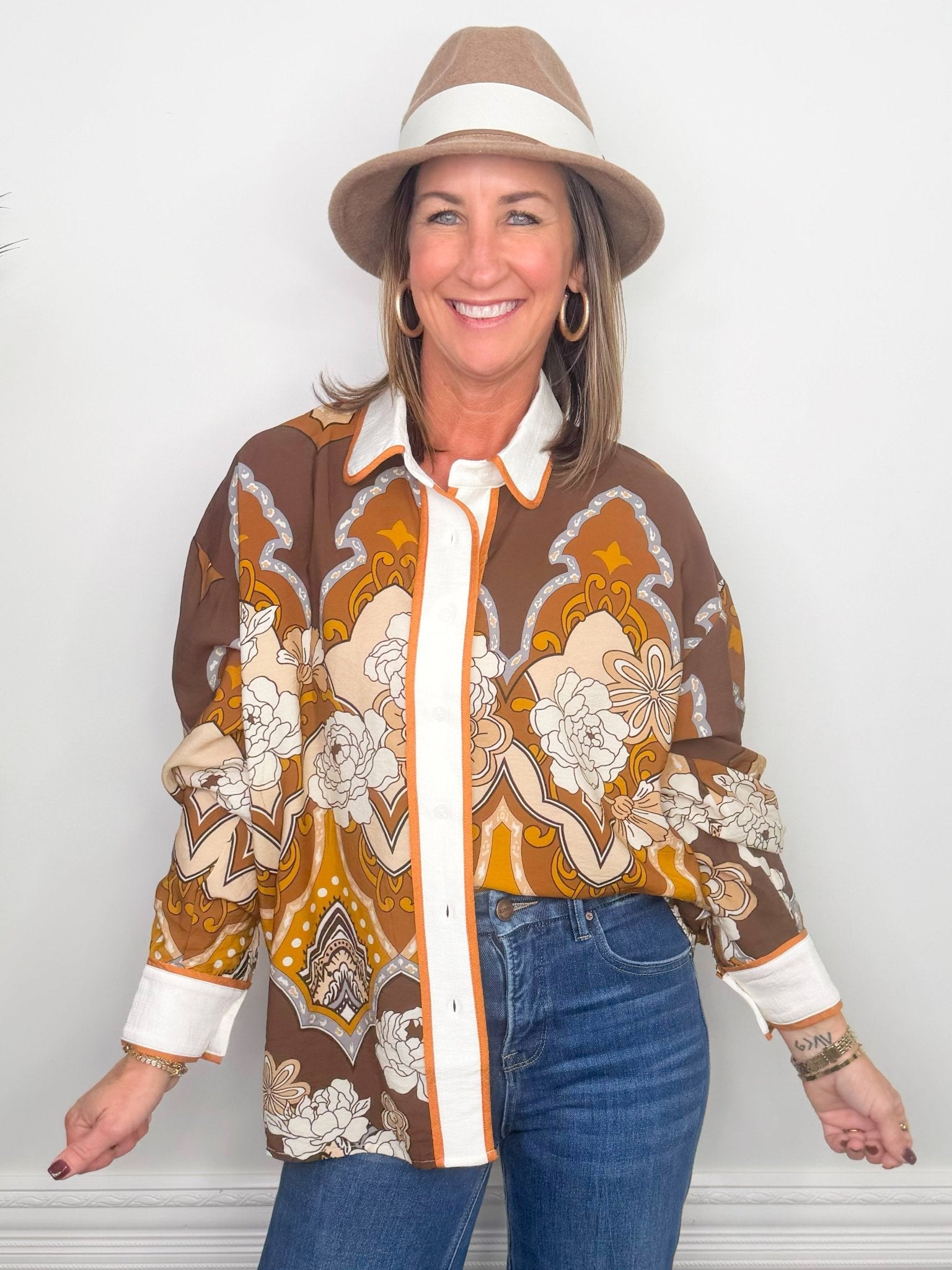 Canyon Rose Retro Blouse - Jessi Jayne Boutique