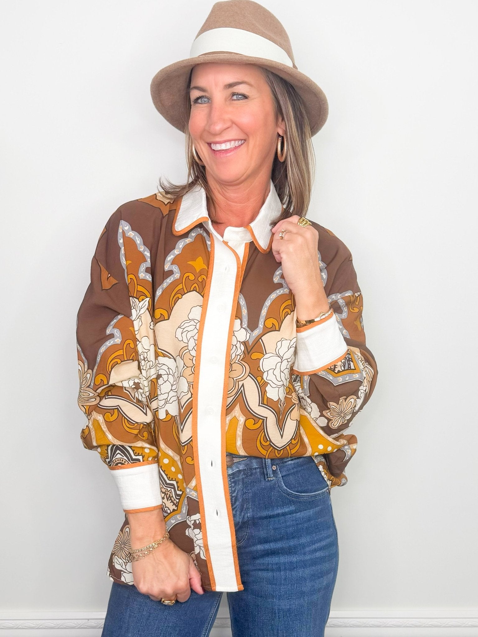 Canyon Rose Retro Blouse - Jessi Jayne Boutique
