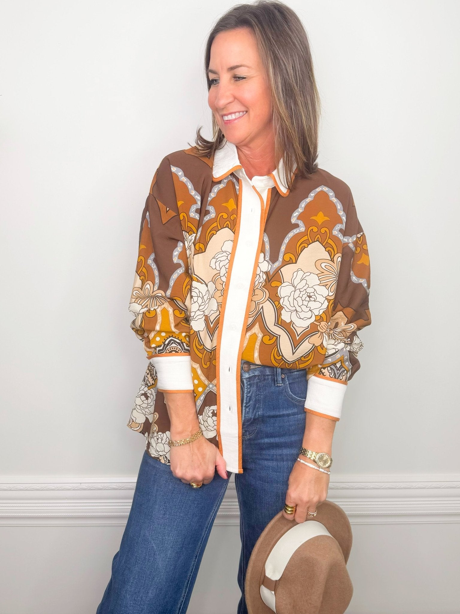 Canyon Rose Retro Blouse - Jessi Jayne Boutique