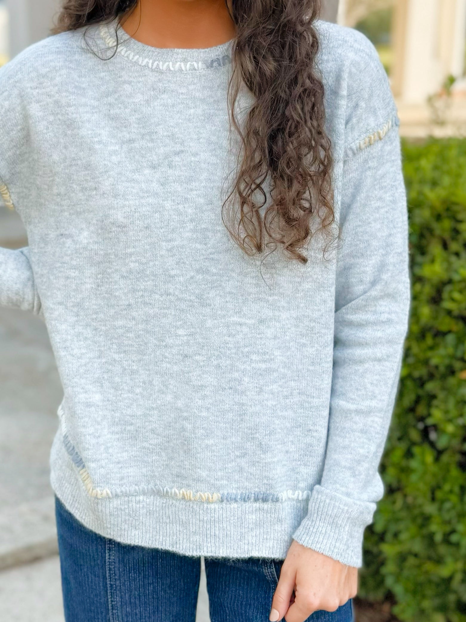 Frosted Mist Stitch Detail Sweater - Jessi Jayne Boutique