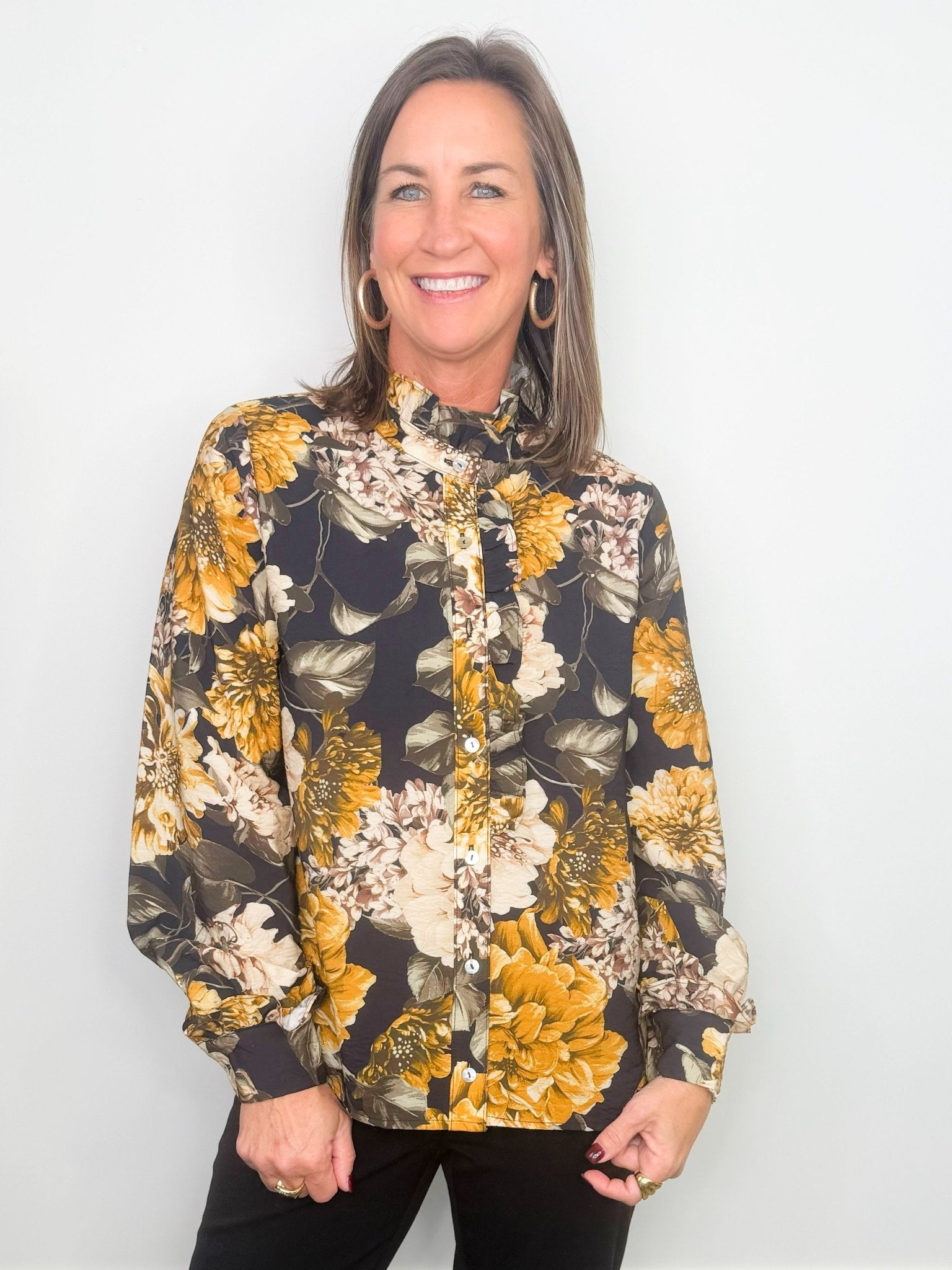 Golden Heirloom Floral Blouse - Jessi Jayne Boutique