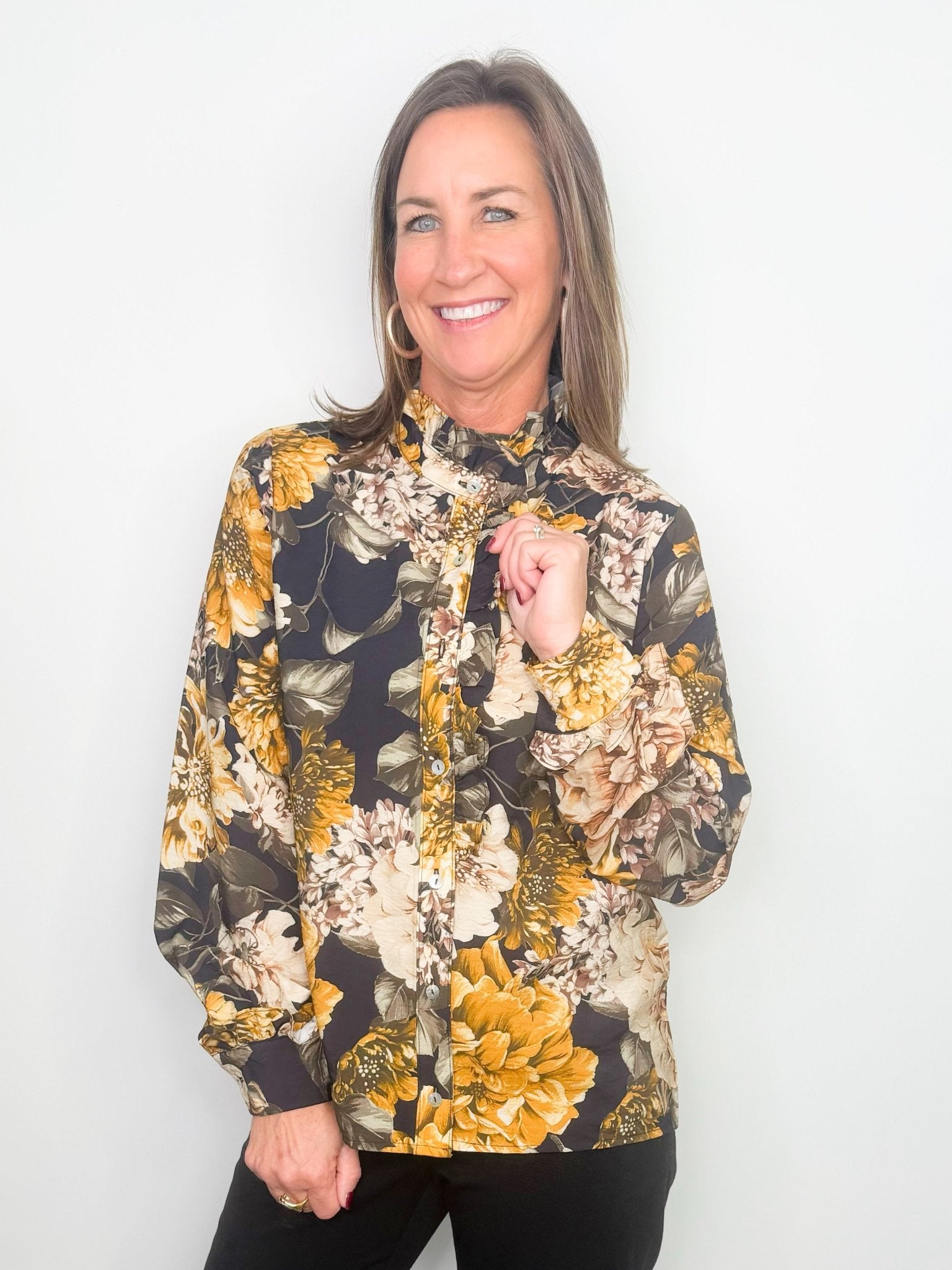 Golden Heirloom Floral Blouse - Jessi Jayne Boutique