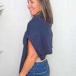 Harbor Navy Exposed Seam Cardigan - Jessi Jayne Boutique