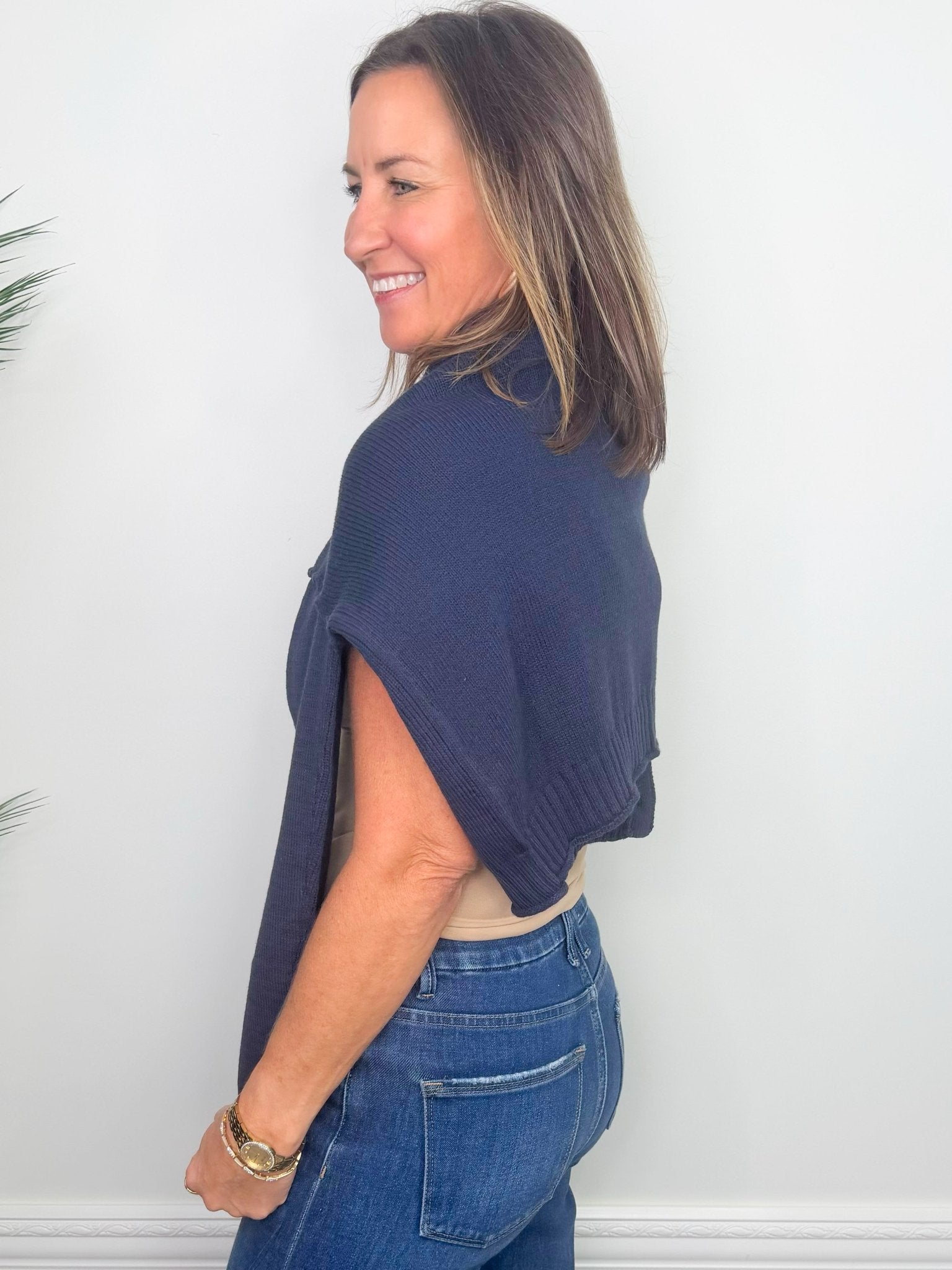 Harbor Navy Exposed Seam Cardigan - Jessi Jayne Boutique