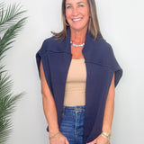Harbor Navy Exposed Seam Cardigan - Jessi Jayne Boutique
