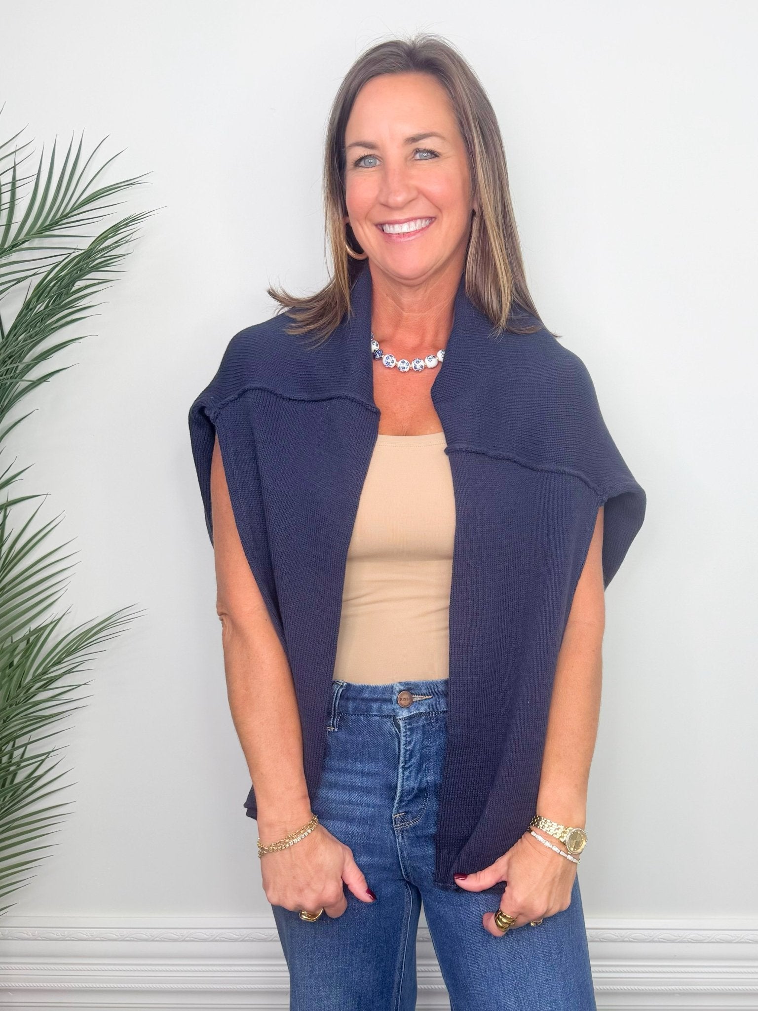 Harbor Navy Exposed Seam Cardigan - Jessi Jayne Boutique