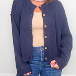 Harbor Navy Exposed Seam Cardigan - Jessi Jayne Boutique