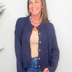 Harbor Navy Exposed Seam Cardigan - Jessi Jayne Boutique