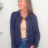 Harbor Navy Exposed Seam Cardigan - Jessi Jayne Boutique