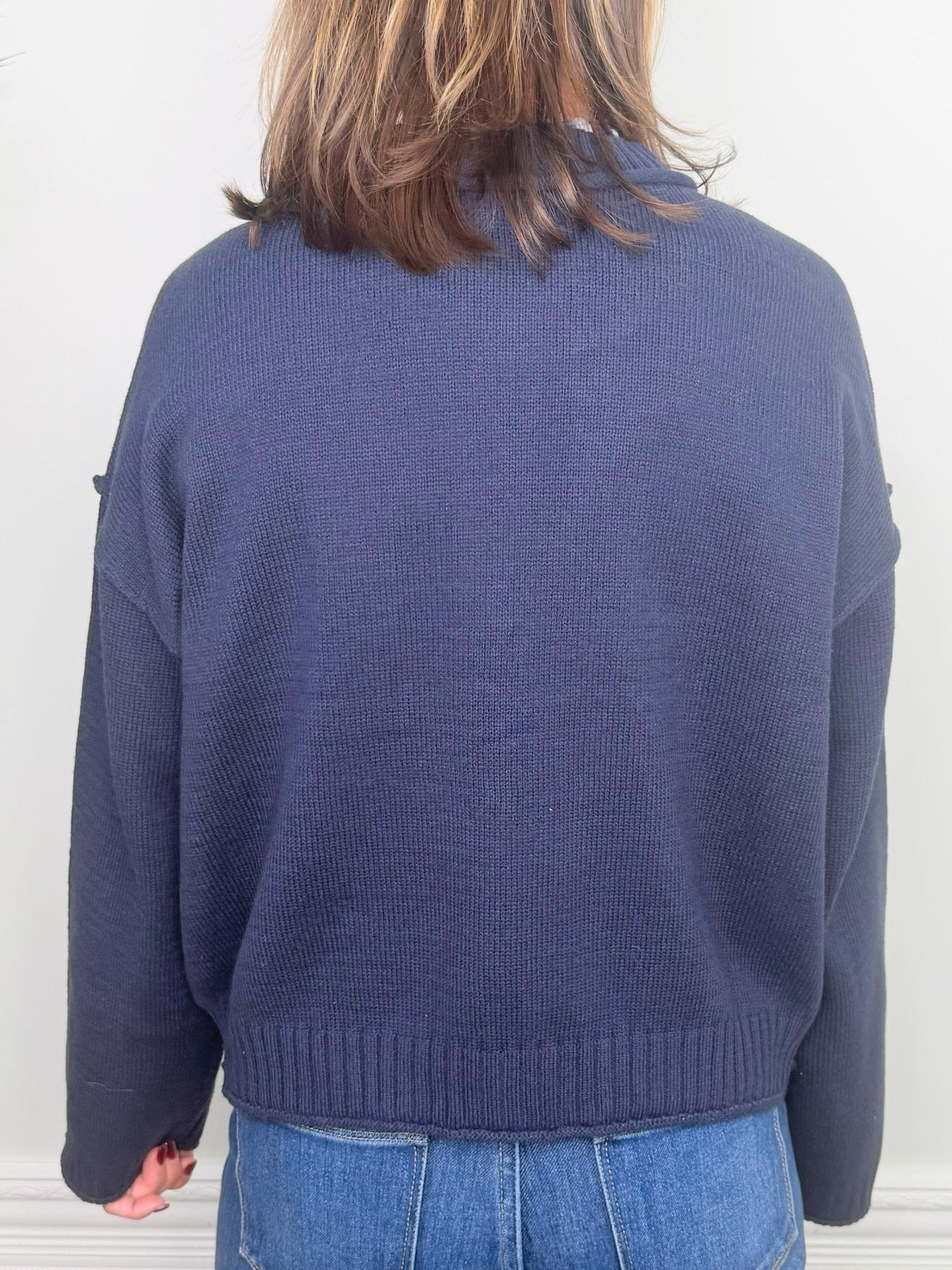 Harbor Navy Exposed Seam Cardigan - Jessi Jayne Boutique
