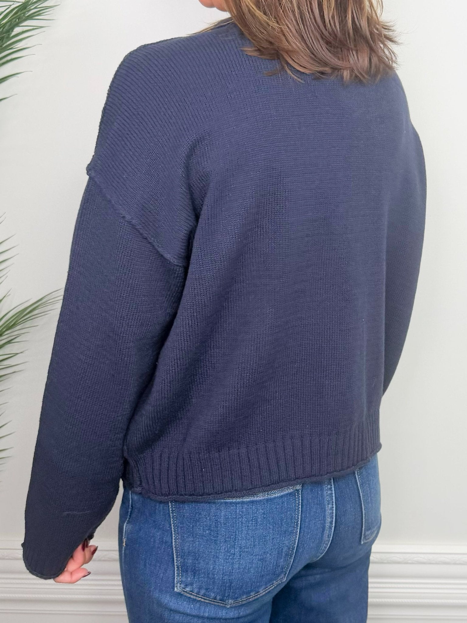 Harbor Navy Exposed Seam Cardigan - Jessi Jayne Boutique