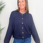 Harbor Navy Exposed Seam Cardigan - Jessi Jayne Boutique