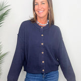 Harbor Navy Exposed Seam Cardigan - Jessi Jayne Boutique