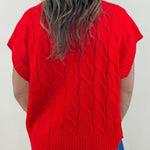 Red Hot Cable Knit Vest - Jessi Jayne Boutique