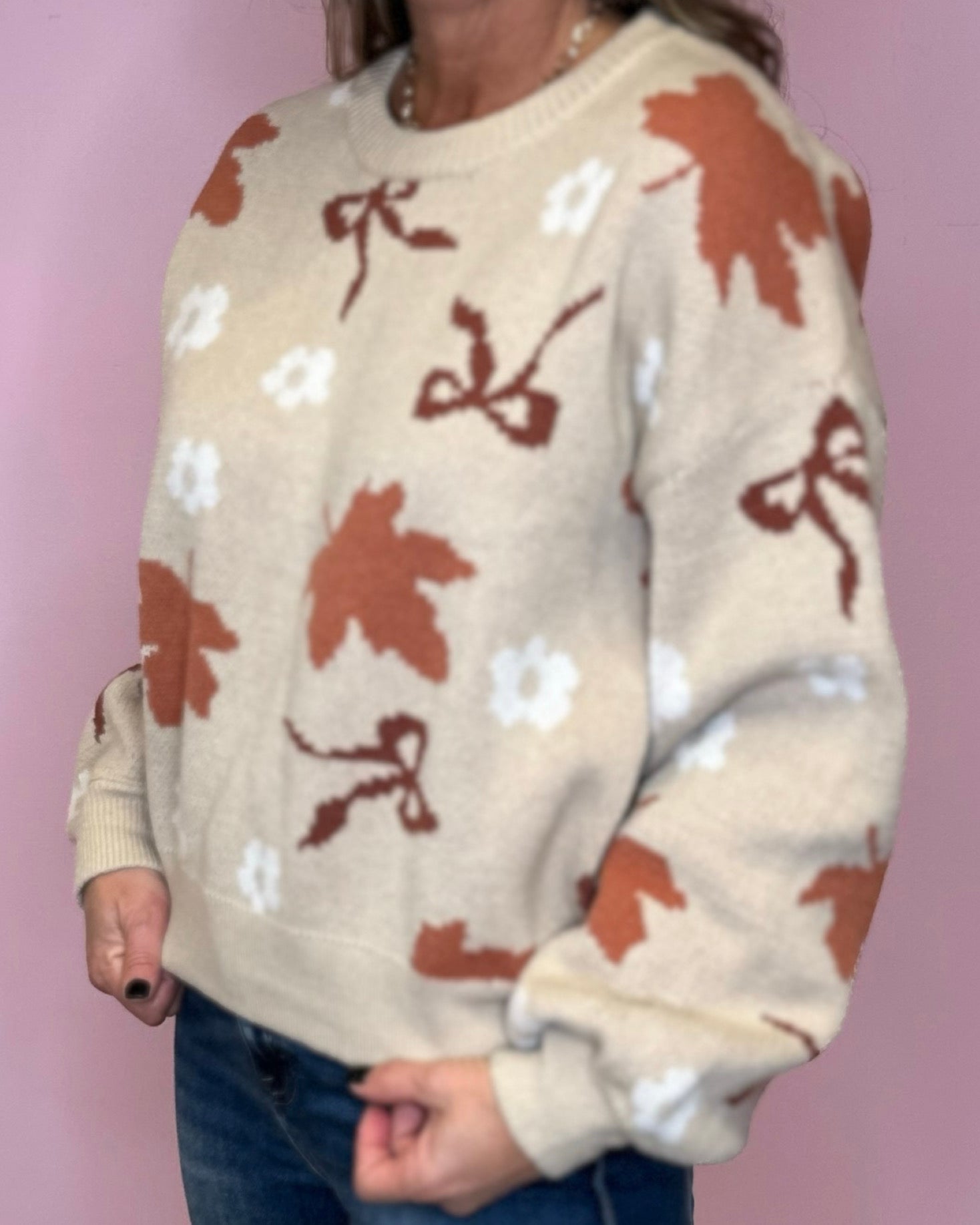 Fall Leaves and Bows Sweater - Jessi Jayne Boutique