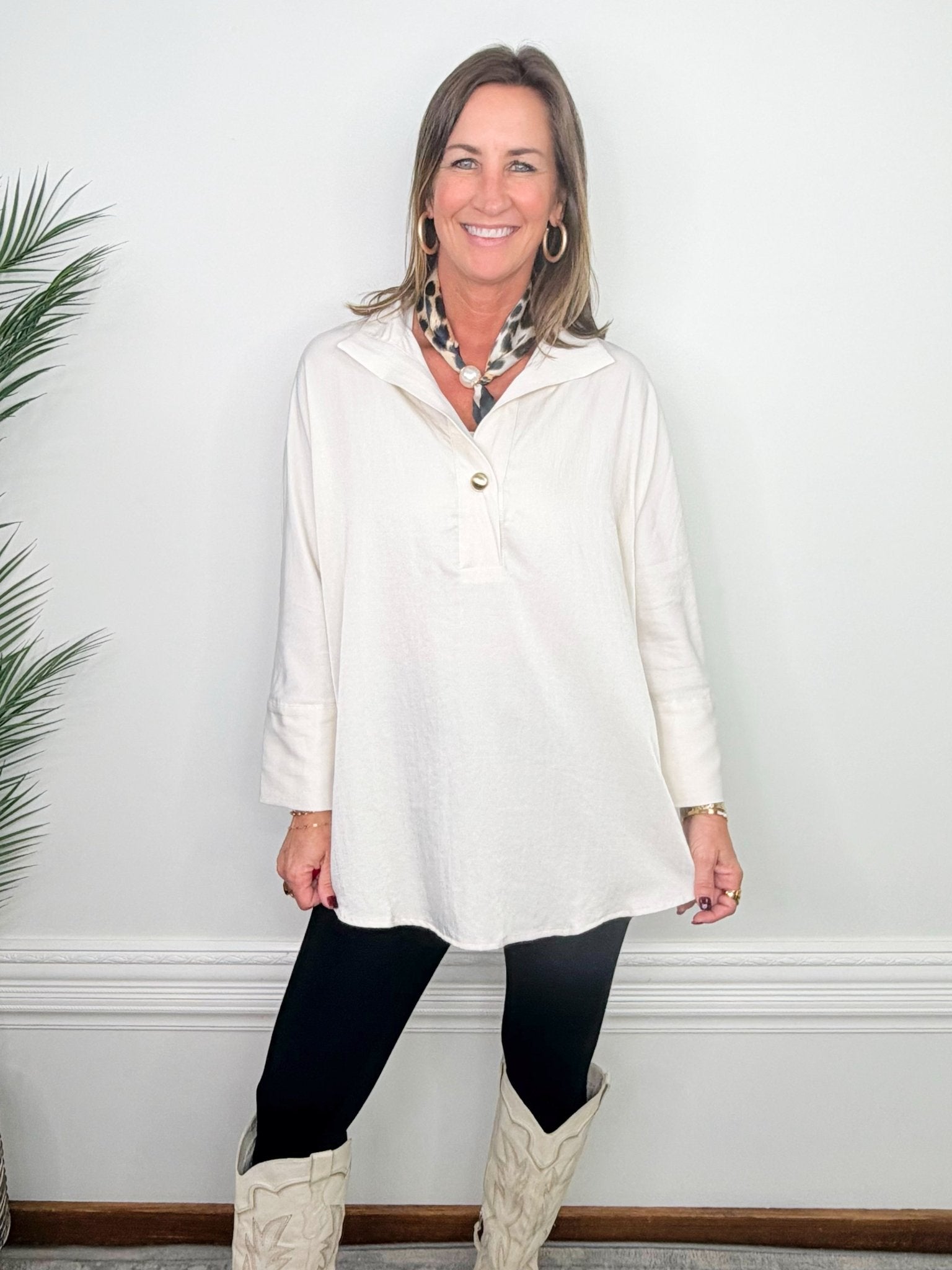 Ivory Ease Oversized Dolman Shirt - Jessi Jayne Boutique
