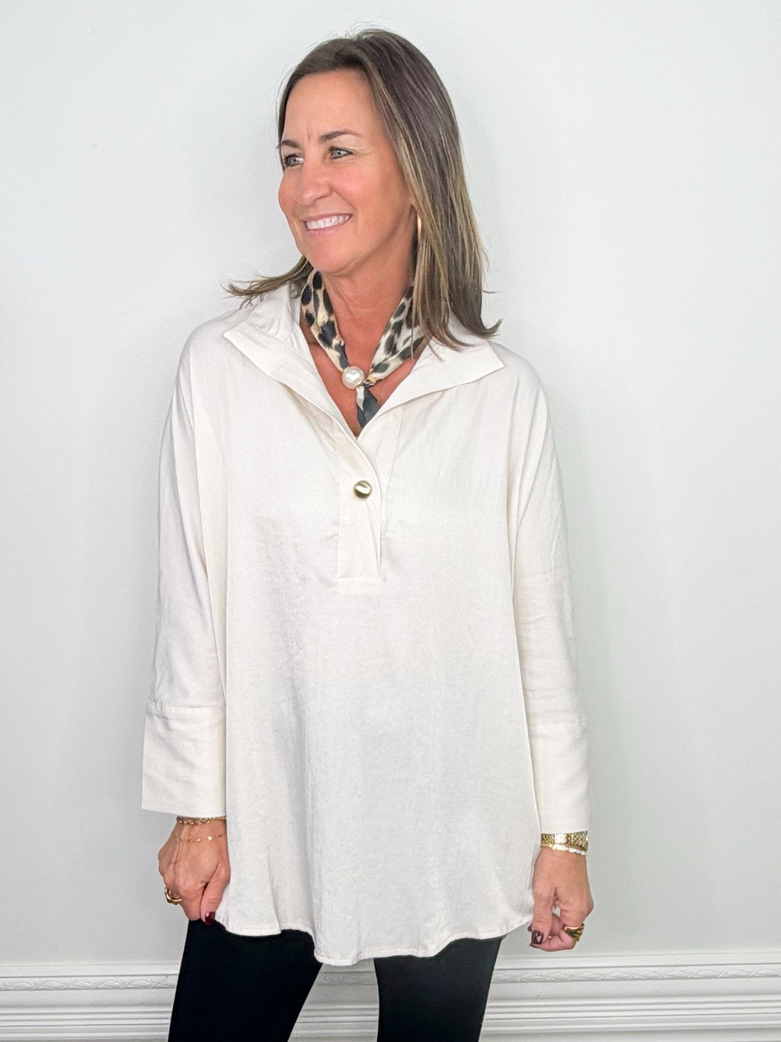 Ivory Ease Oversized Dolman Shirt - Jessi Jayne Boutique