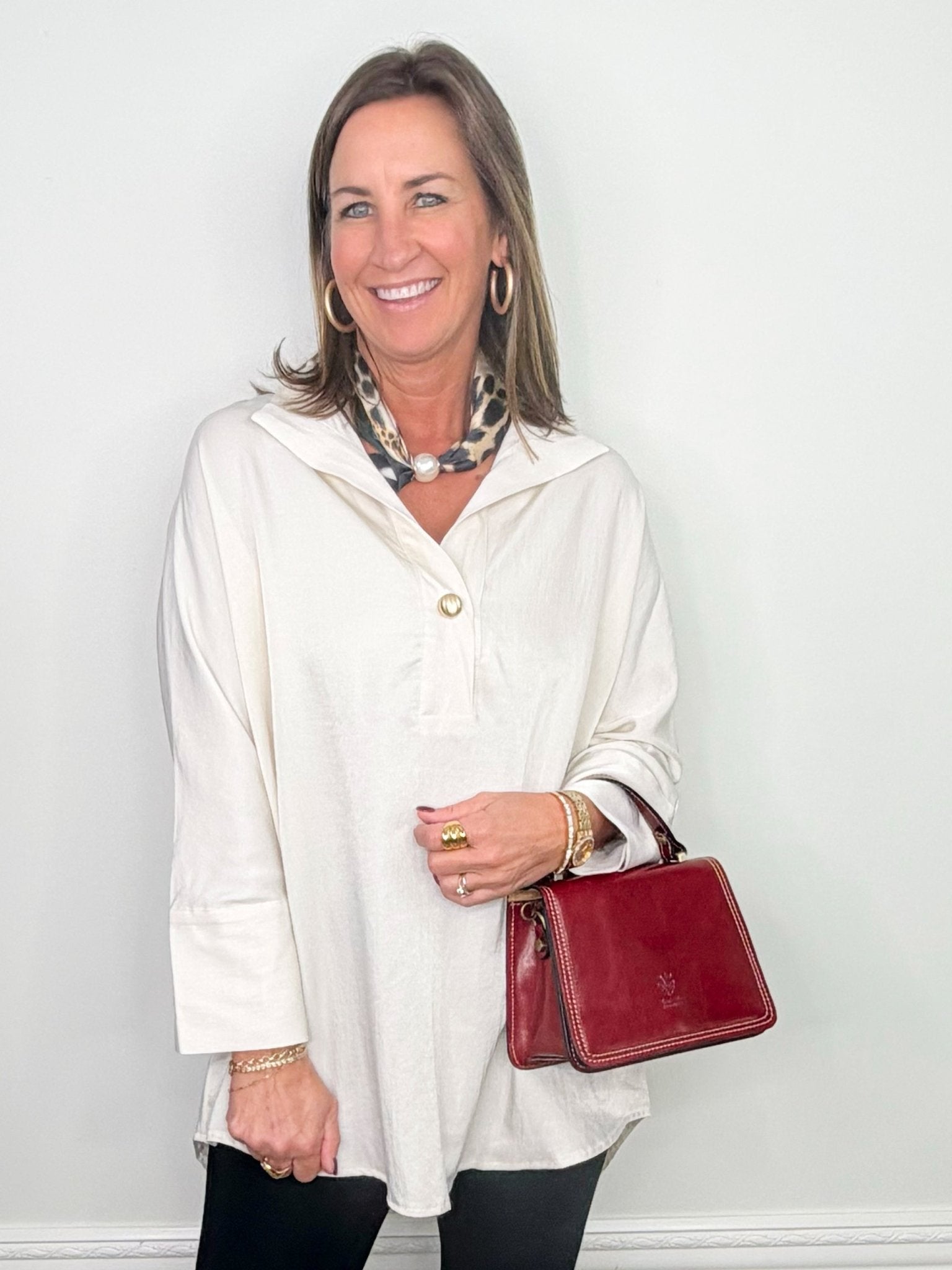 Ivory Ease Oversized Dolman Shirt - Jessi Jayne Boutique