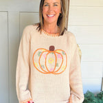 Pumpkin Patch Embroidered Blanket Stitch Sweater - Jessi Jayne Boutique