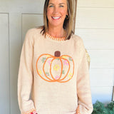 Pumpkin Patch Embroidered Blanket Stitch Sweater - Jessi Jayne Boutique