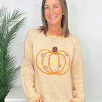 Pumpkin Patch Embroidered Blanket Stitch Sweater - Jessi Jayne Boutique