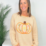 Pumpkin Patch Embroidered Blanket Stitch Sweater - Jessi Jayne Boutique