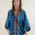 Floral Evergreen Boho Blouse - Jessi Jayne Boutique