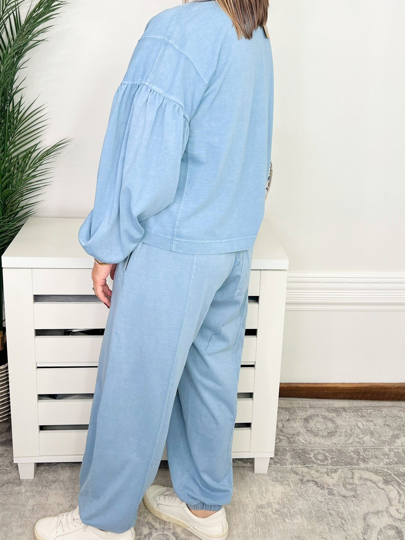 Dusty Blue Weekend Balloon Jogger Set - Jessi Jayne Boutique