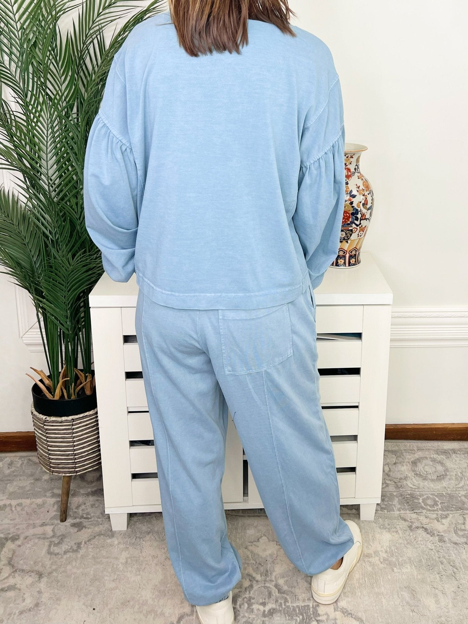 Dusty Blue Weekend Balloon Jogger Set - Jessi Jayne Boutique