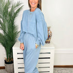 Dusty Blue Weekend Balloon Jogger Set - Jessi Jayne Boutique