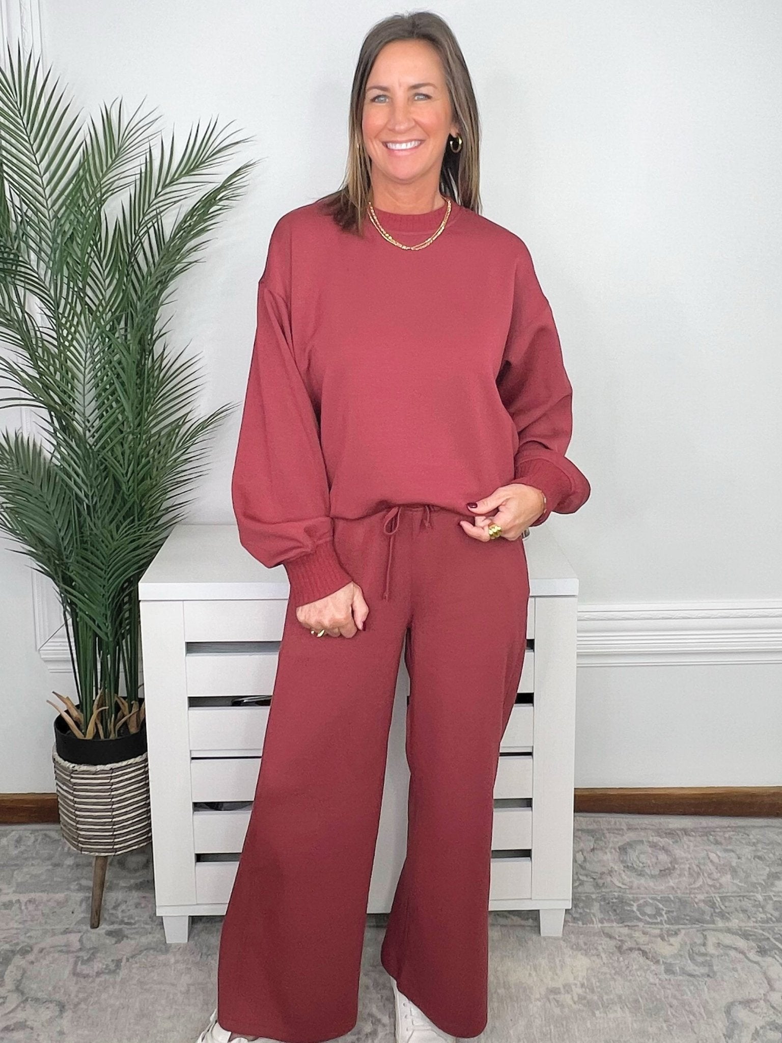 Merlot Must-Have Modal Crew Neck Sweatshirt - Jessi Jayne Boutique