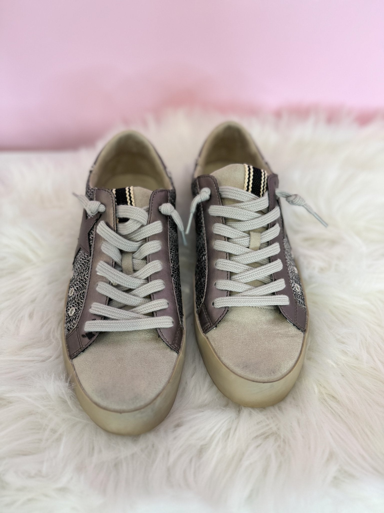 Shu Shop Paula Pewter Woven Metallic Sneaker - Jessi Jayne Boutique