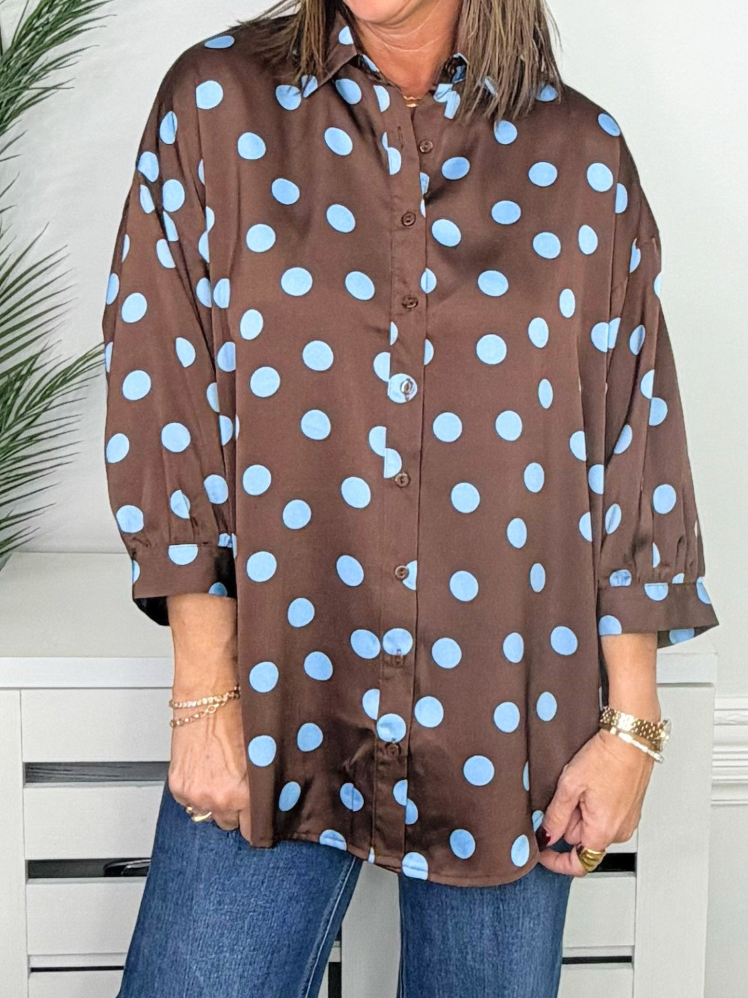 Dot Darling Oversized Polka Dot Shirt - Jessi Jayne Boutique