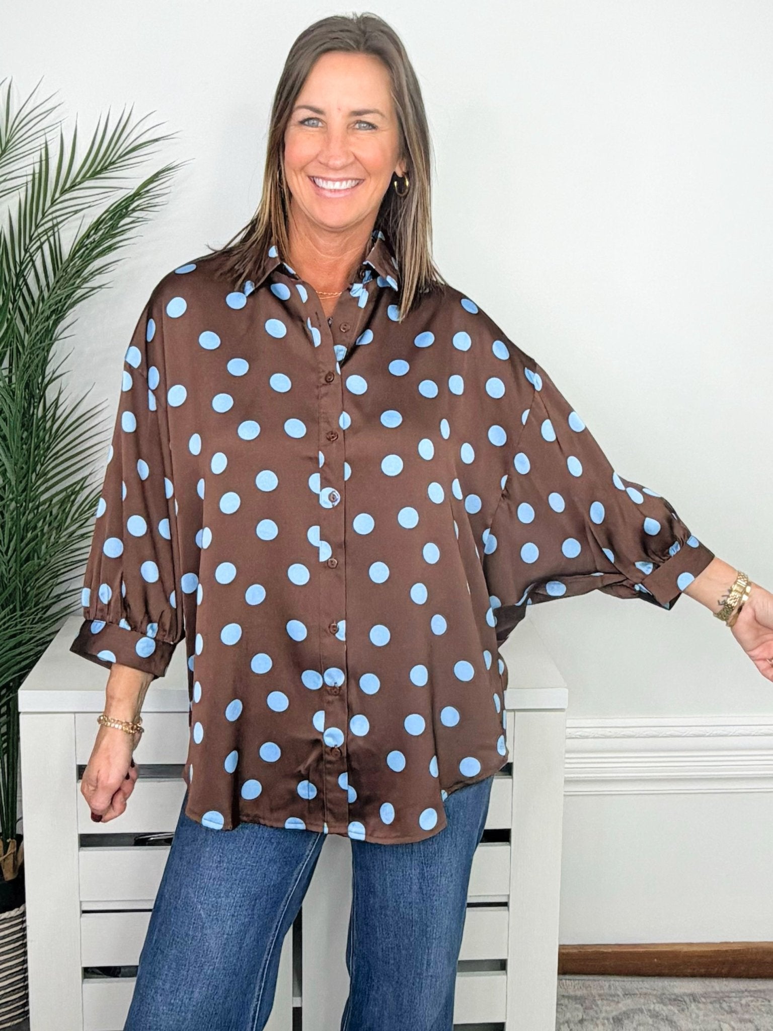Dot Darling Oversized Polka Dot Shirt - Jessi Jayne Boutique