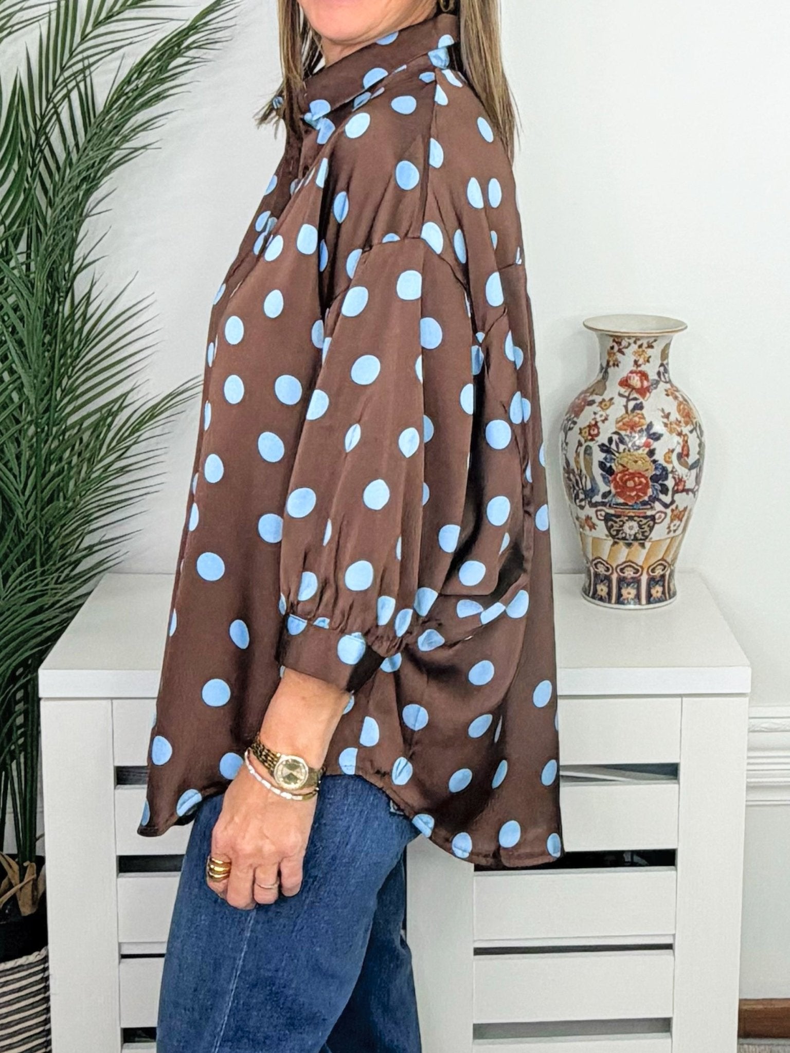Dot Darling Oversized Polka Dot Shirt - Jessi Jayne Boutique