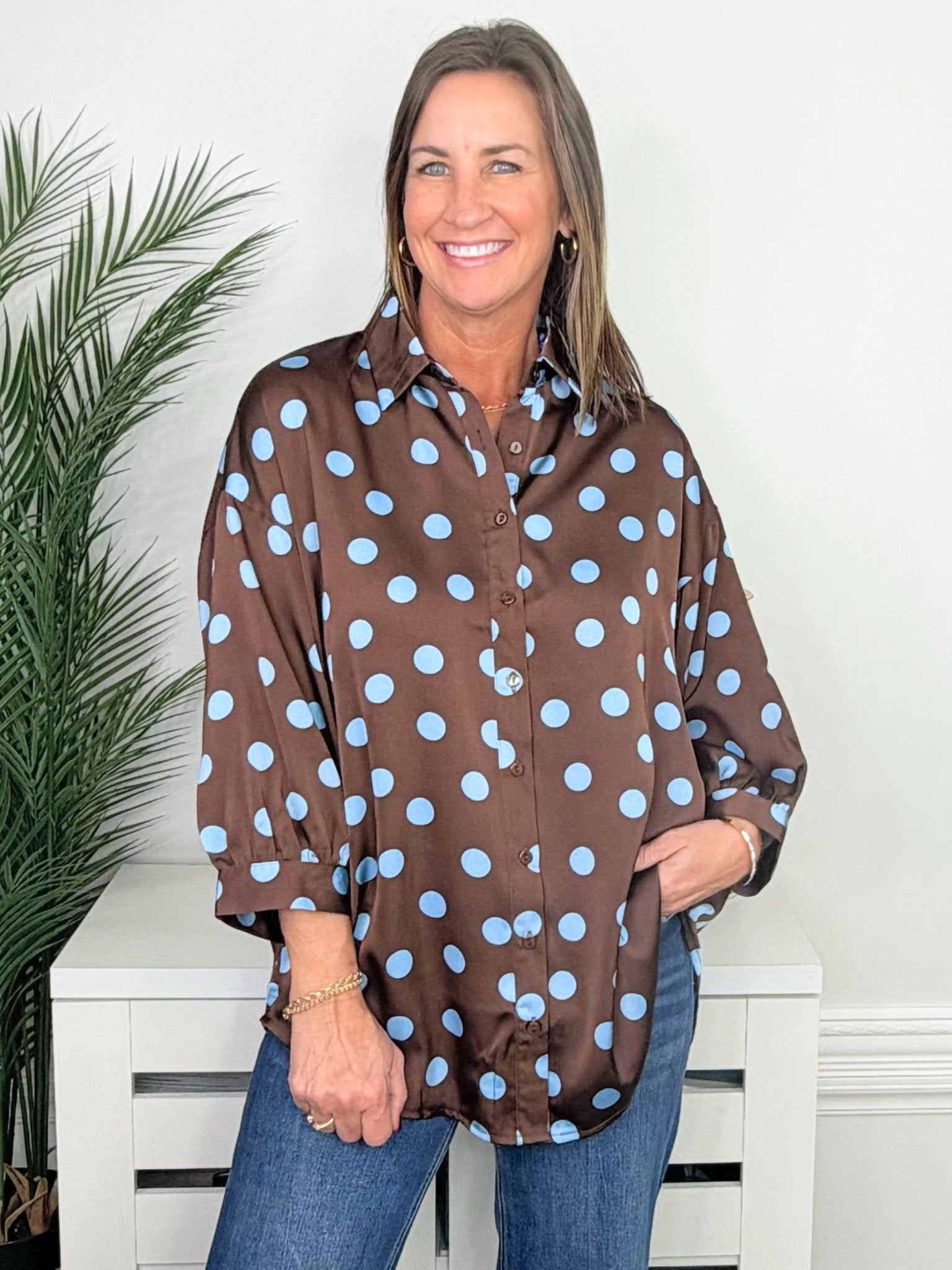 Dot Darling Oversized Polka Dot Shirt - Jessi Jayne Boutique