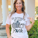In October We Wear Pink Soft Graphic Tee - Jessi Jayne Boutique