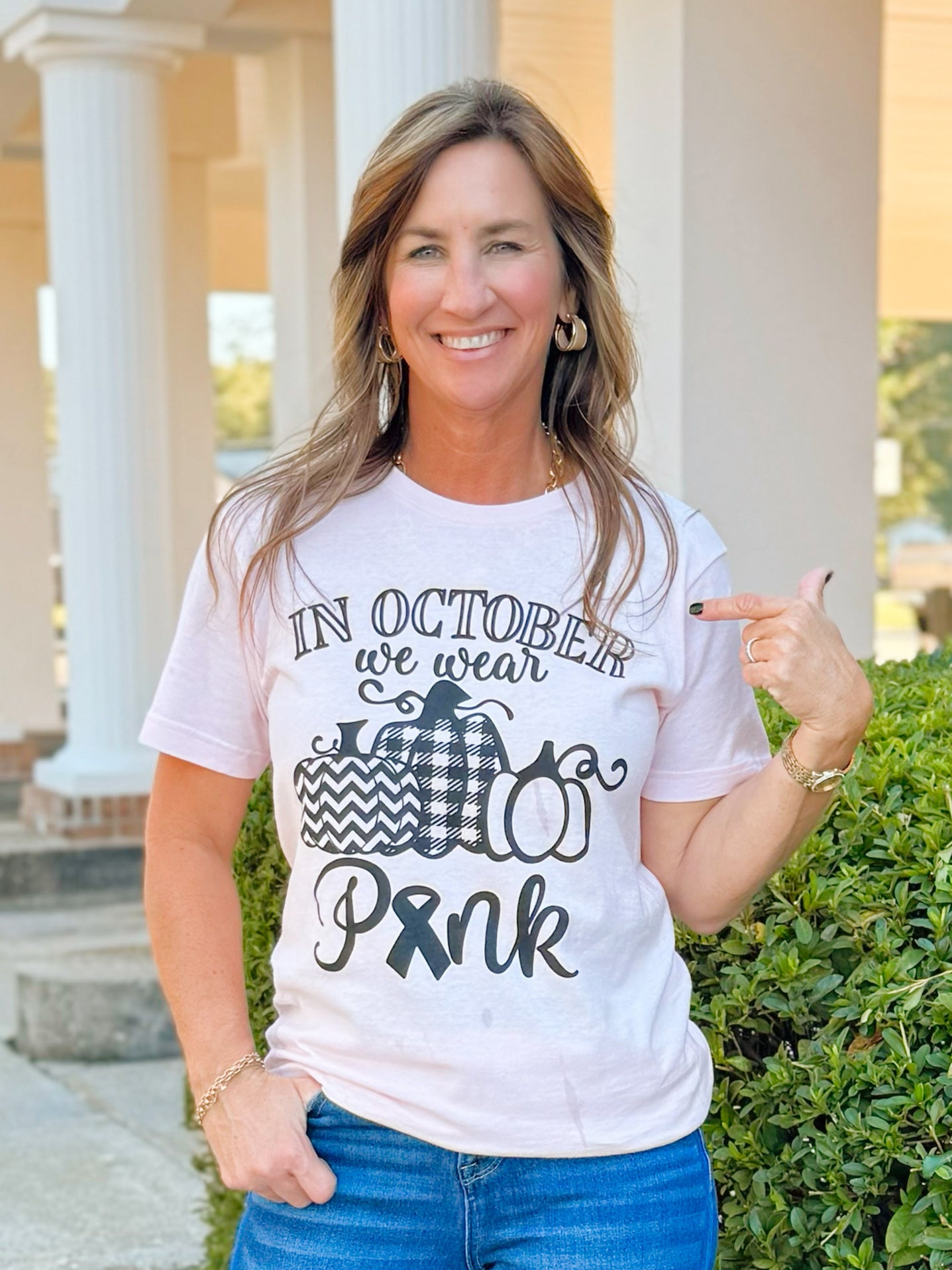 In October We Wear Pink Soft Graphic Tee - Jessi Jayne Boutique