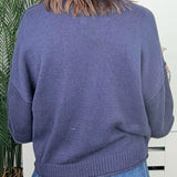 Weekend Navy Exposed Seam Pullover - Jessi Jayne Boutique