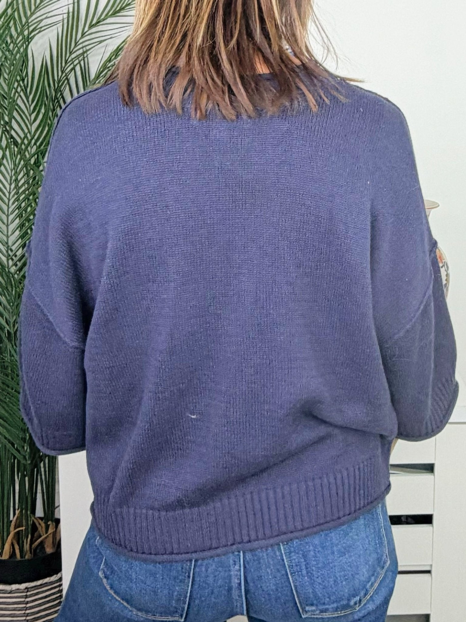 Weekend Navy Exposed Seam Pullover - Jessi Jayne Boutique