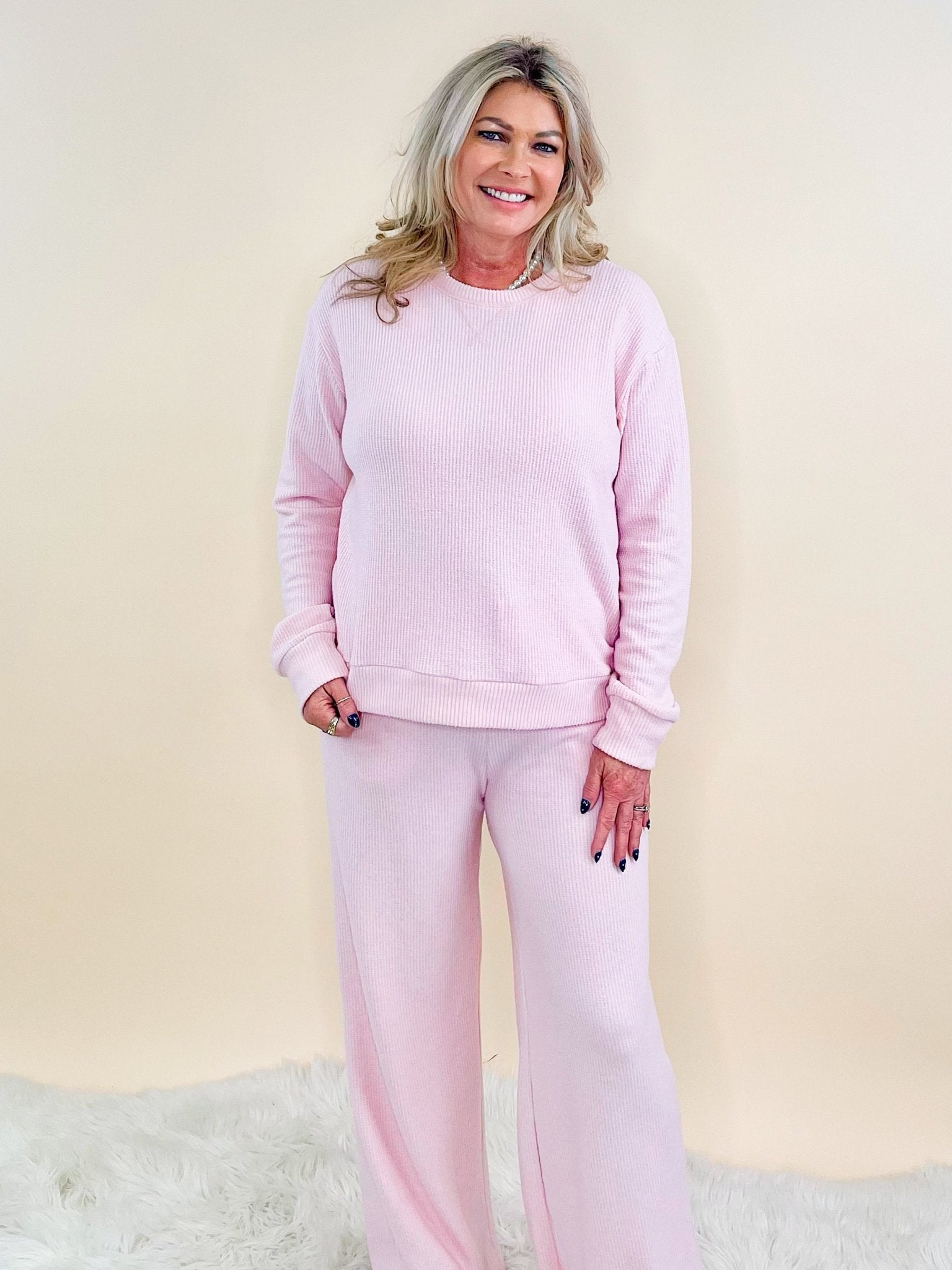 Blush Break Waffle Lounge Set - Jessi Jayne Boutique