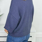 Weekend Navy Exposed Seam Pullover - Jessi Jayne Boutique