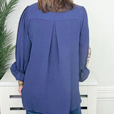 Navy Grace Button Front Blouse - Jessi Jayne Boutique