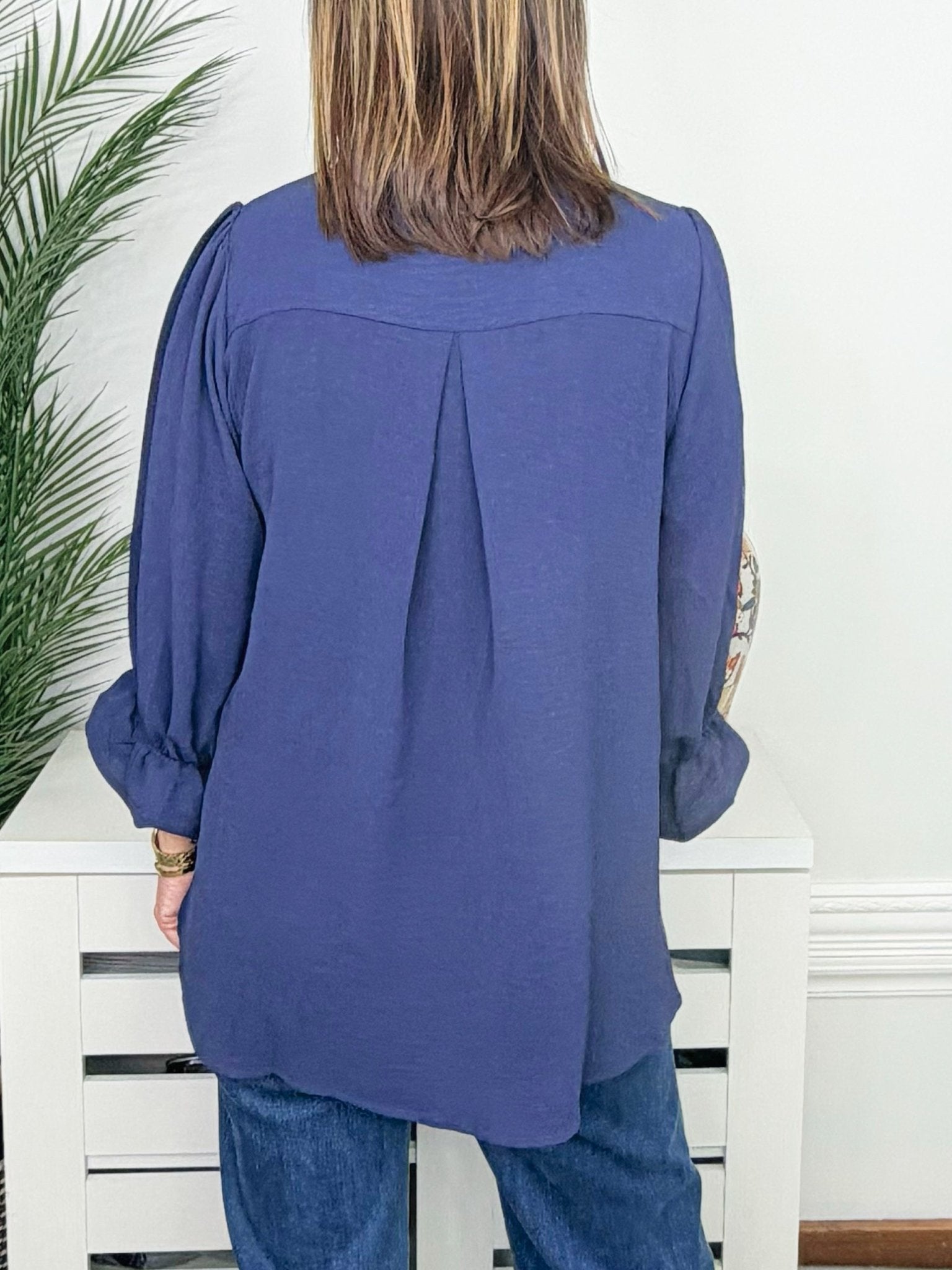 Navy Grace Button Front Blouse - Jessi Jayne Boutique