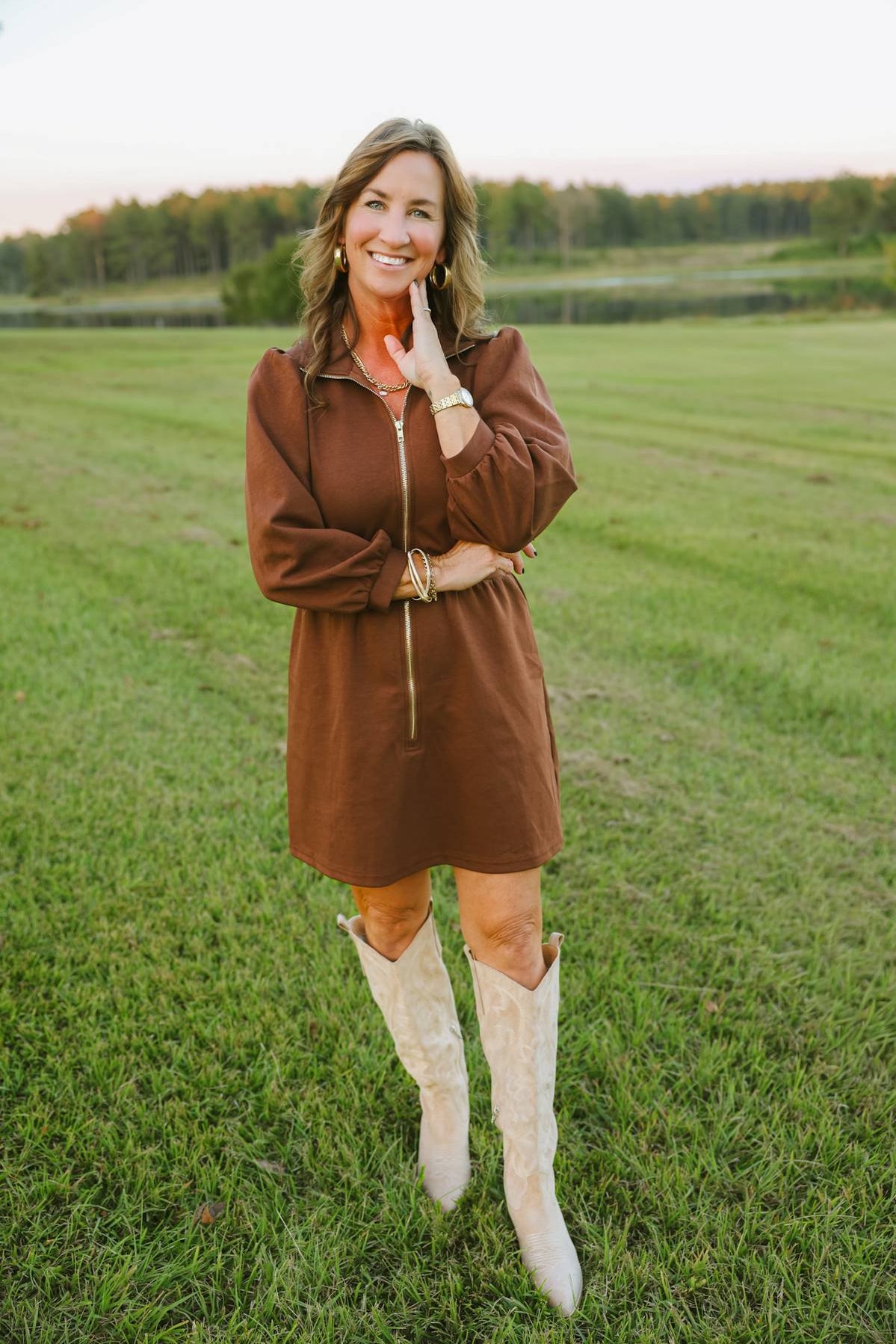 Espresso Zipper Detail Mini Dress - Jessi Jayne Boutique