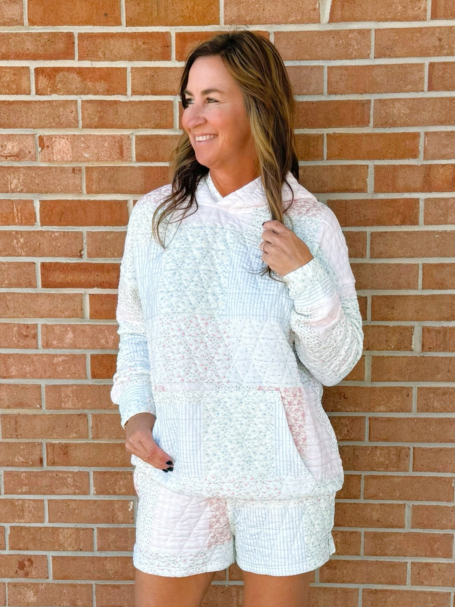 Sunkissed Coconut Quilted Pastel Floral Shorts - Jessi Jayne Boutique