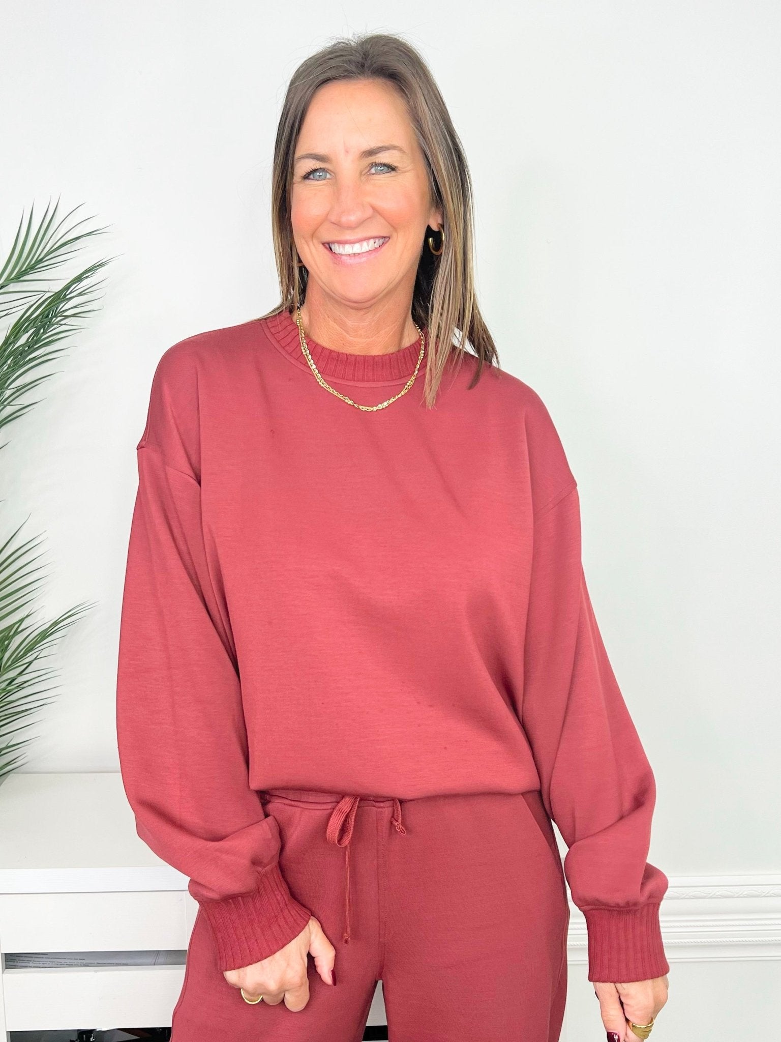 Merlot Must-Have Modal Crew Neck Sweatshirt - Jessi Jayne Boutique