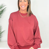 Merlot Must-Have Modal Crew Neck Sweatshirt - Jessi Jayne Boutique